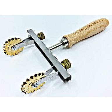 Brass Adjustable Fluted Pastry and Pasta Cutter with 2 Wheels USA