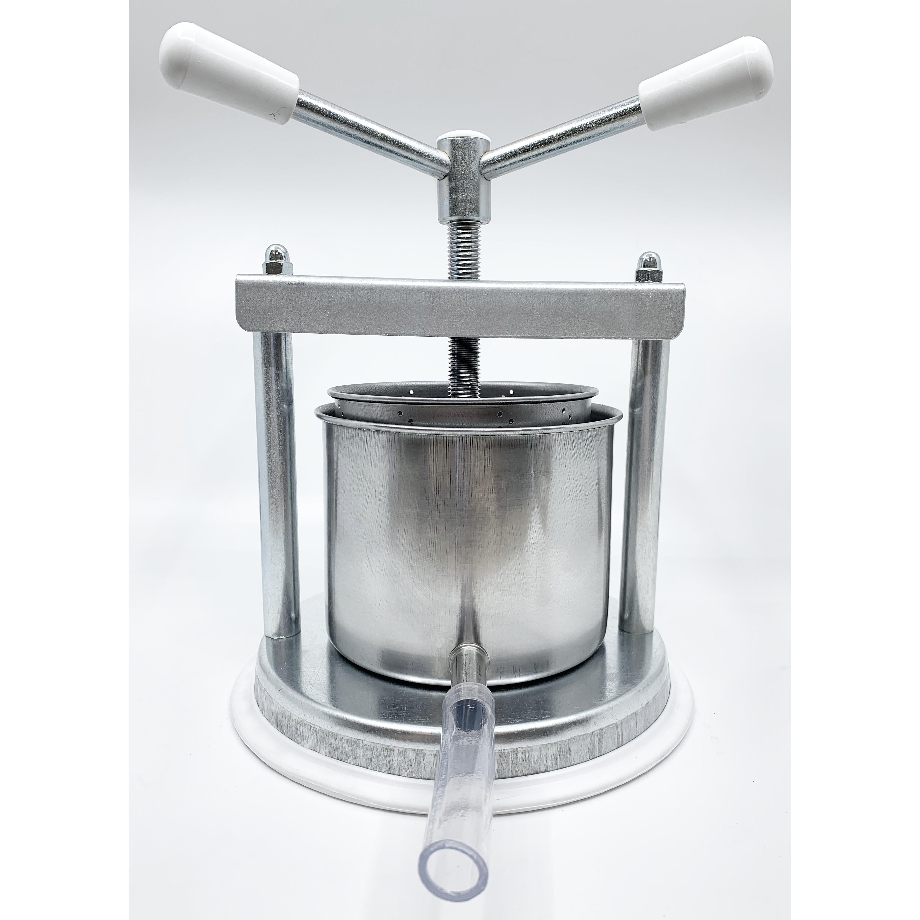 Small Professional Galvanized Vegetable / Fruit Press 5" - 2 Litre Torchietto Made in Italy for Pressing Fruits, Vegetables, Berries and Tinctures with Spout USA