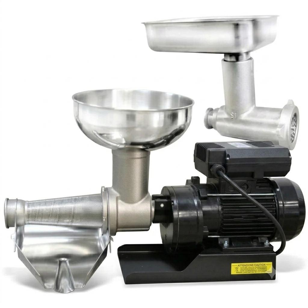 Fabio Leonardi MR10 Latest Upgraded  SP5 Tomato Machine + #22 Meat Grinder Attachment Combo