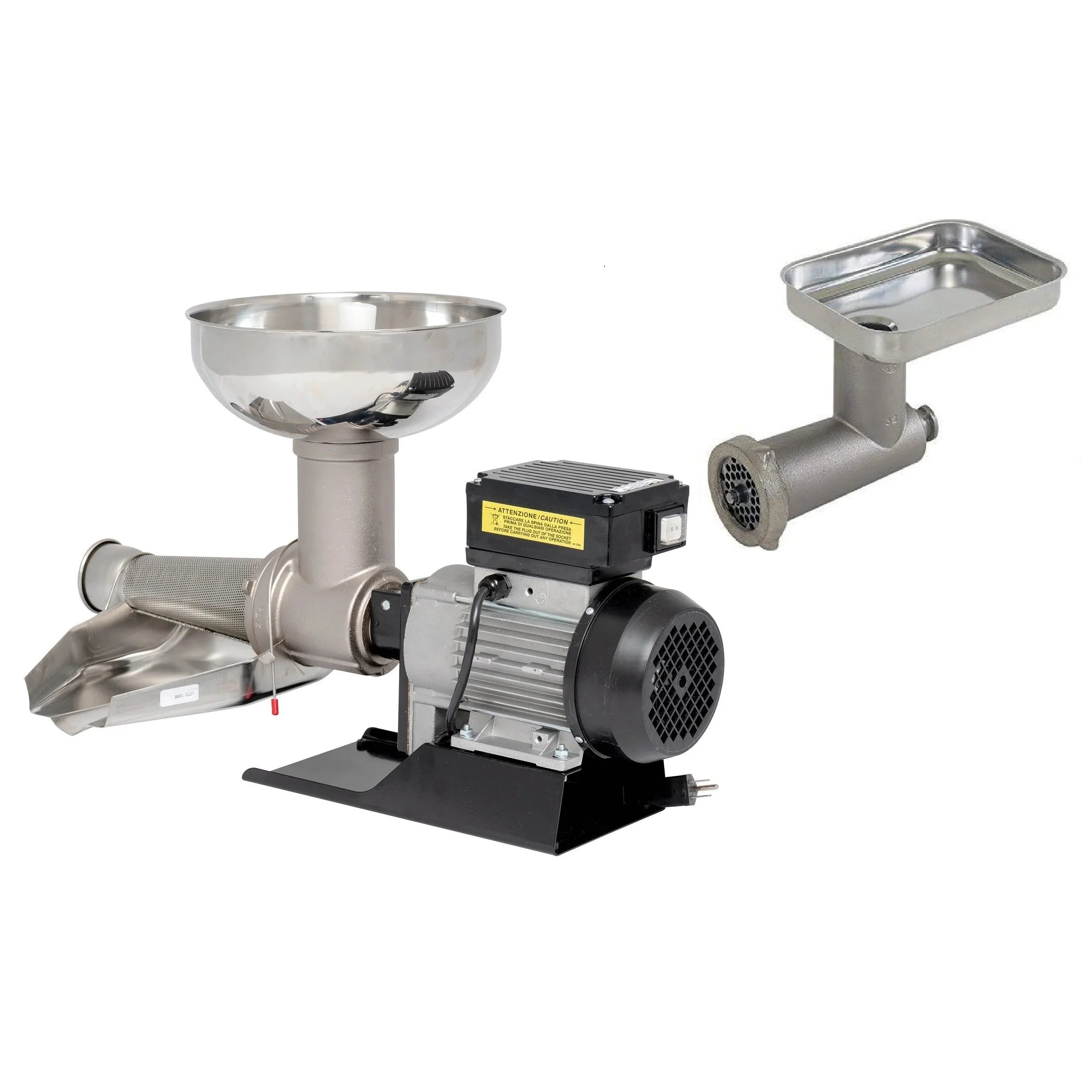 Fabio Leonardi MR9 3/4 HP SP5 Tomato Machine + #32 Meat Grinder Attachment Combo