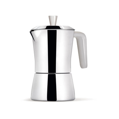 Giannini TUA - 6 cup Stainless Steel Stove Top Espresso Maker (White Handle)
