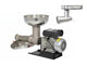 Stainless steel meat grinder on a white background