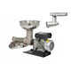 Stainless steel meat grinder on a white background