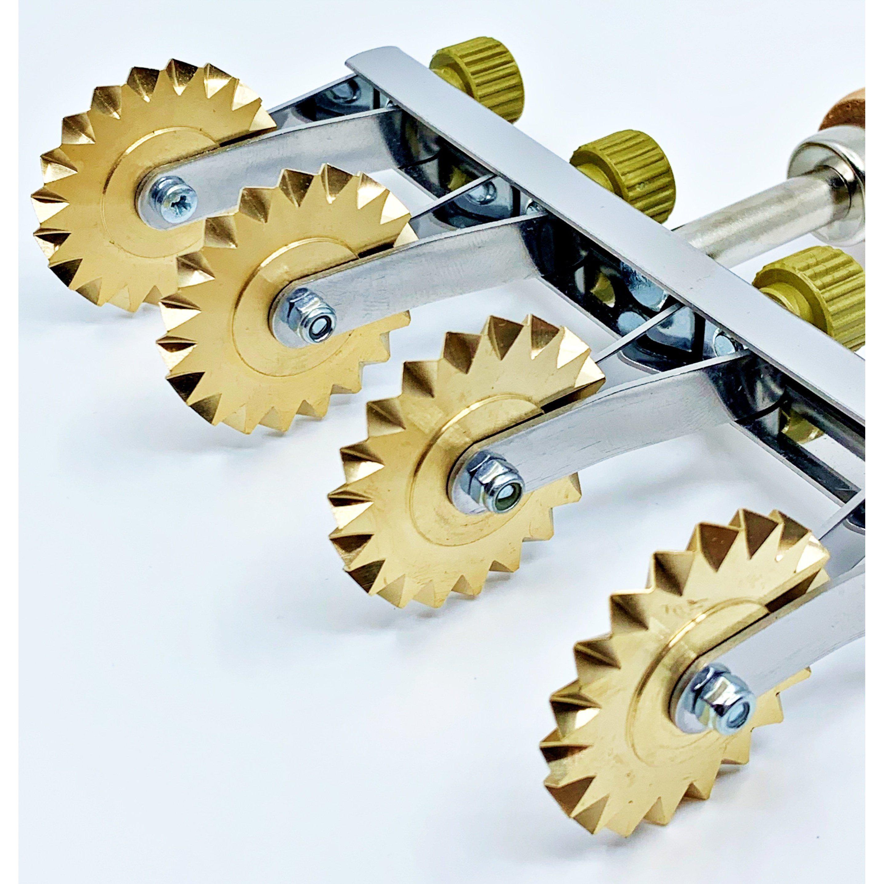 Brass Adjustable Fluted Pastry and Pasta Cutter with 4 Wheels USA