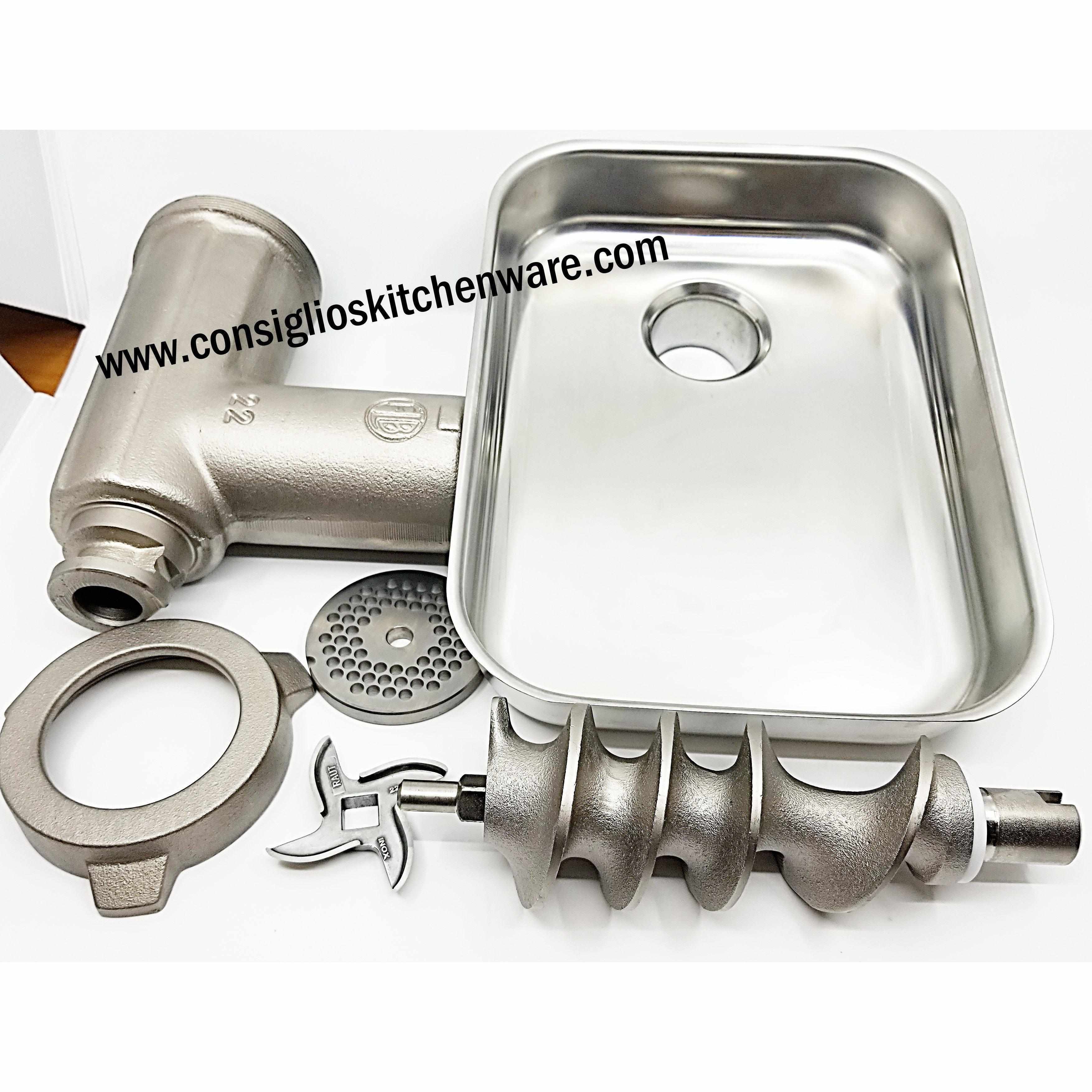 Fabio Leonardi MR0 .5HP TC12 Meat Grinder & Sausage Stuffer - Made in Italy with knives, Discs and Tubes