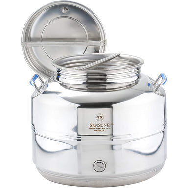 Sansone 6.60 gal Europa Fusti 18/10 Stainless Steel Canister - NSF Certified for Holding Olive Oil and More - Made in Italy