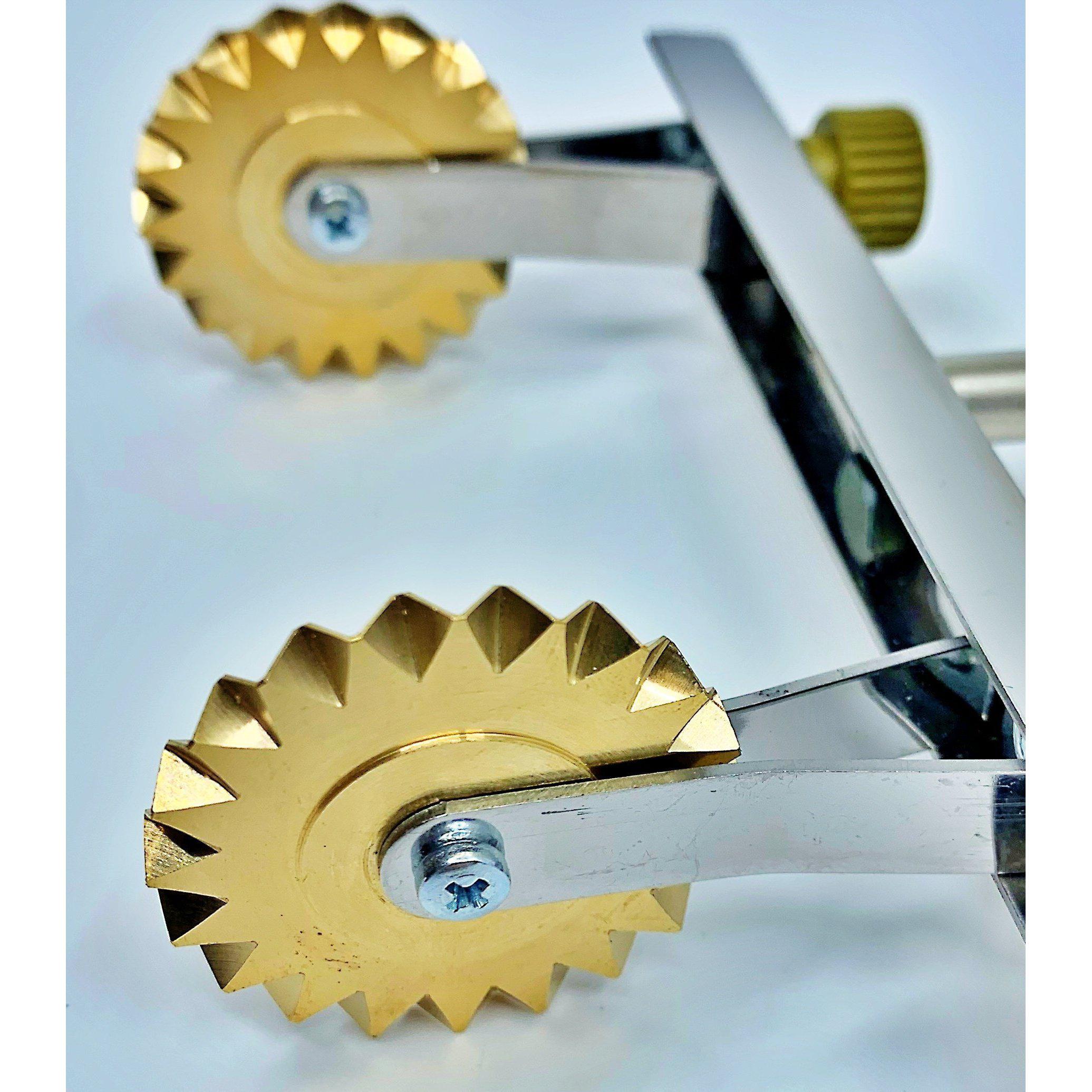 Brass Adjustable Fluted Pastry and Pasta Cutter with 2 Wheels