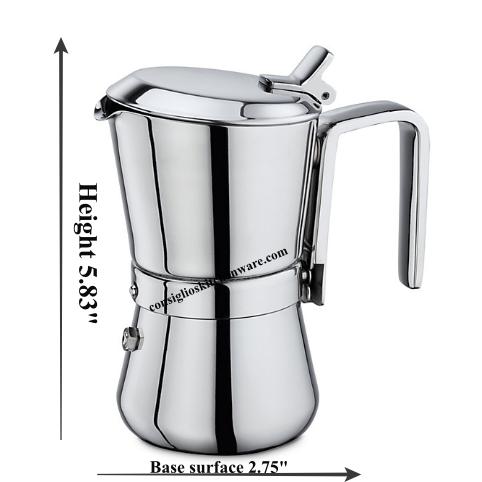 Giannina 3 Cup Restyled Version Stainless Steel Stove Top Espresso Maker