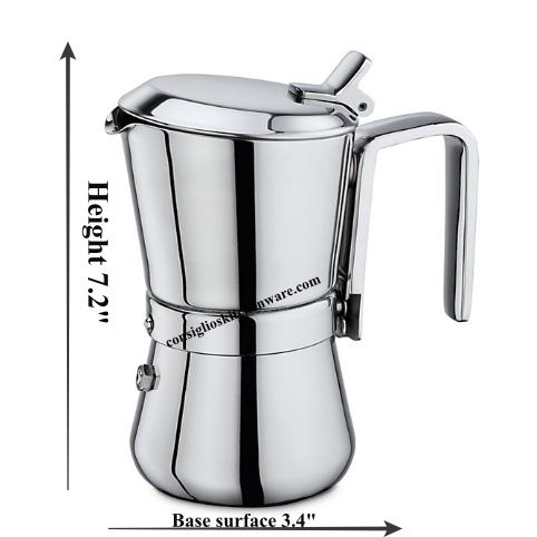 Giannina 6 Cup Restyled Version Stainless Steel Stove Top Espresso Maker