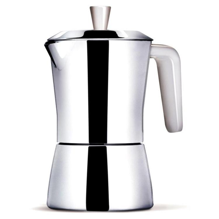 Giannini TUA - 3 cup Stainless Steel Stove Top Espresso Maker (White Handle) USA