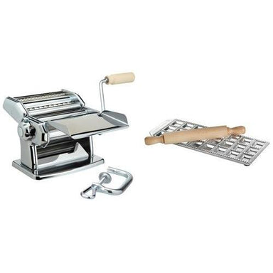 Pasta Maker Machine by Imperia- Deluxe Set w 2 Attachments, Star Ravioli  Mold and Rolling Pin